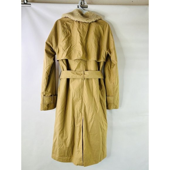 Abercrombie Fitch Rain Trench Coat Plaid Inner Sherpa Collar - Picture 9 of 9